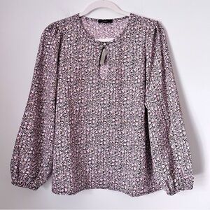 J. Crew Puff-Sleeve Satin Back Crepe Top Floral Flourish Blouse